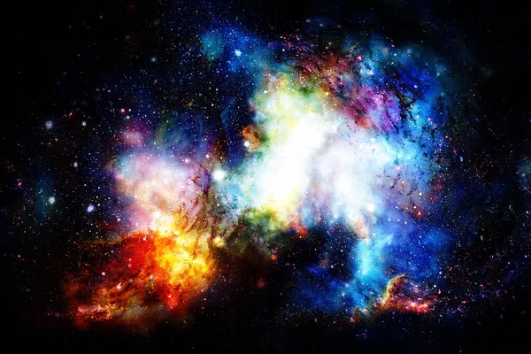 宇宙空間と星 色宇宙抽象的な背景 オリジナル絵画からのコンピュータコラージュ — ストック写真