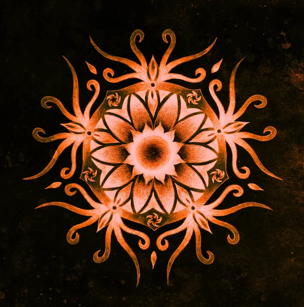Ozdobna Mandala Oryginalny Rysunek Dłoni Kolaż Komputerowy Efekt Koloru — Zdjęcie stockowe