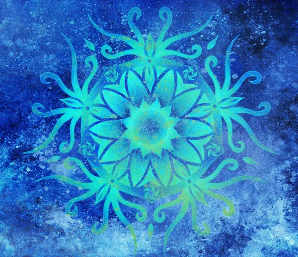 Blauw Ornamentaal Mandala Abstracte Gestructureerde Achtergrond — Stockfoto