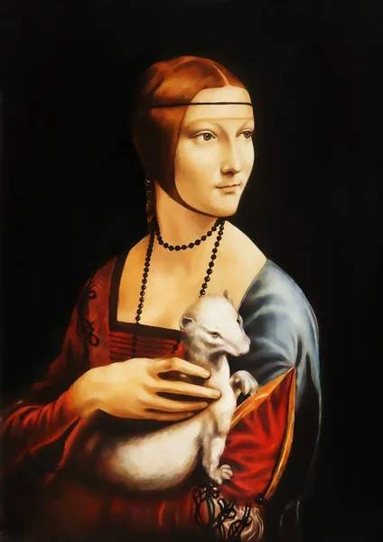 Minha Própria Reprodução Pintura Lady Ermine Leonardo Vinci Efeito Gráfico — Fotografia de Stock