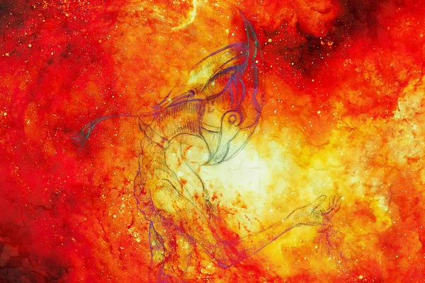 Elinde Yıldız Tozu Olan Uzaylı Yaratıklar Sonsuzluğu Zamanın Geçişini Simgeliyor — Stok fotoğraf