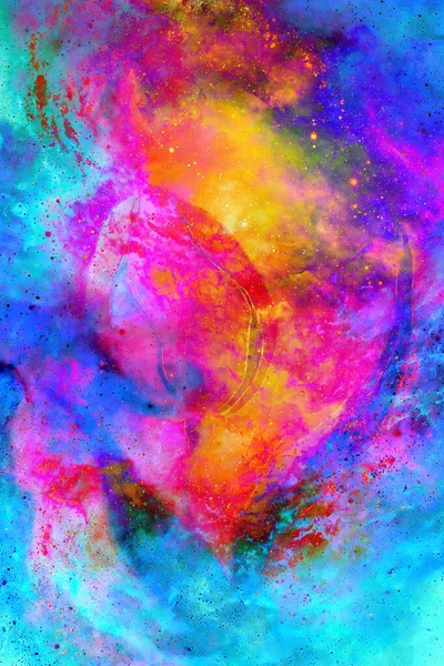 Танцующий Цветок Тюльпана Абстрактном Фоне Космический Мотив Коллаж — стоковое фото