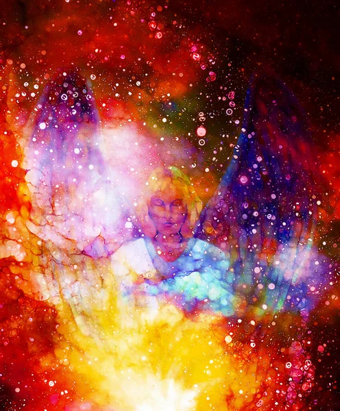 Spiritual Angel Cosmic Space Painting Glass Effect — Stock Photo, Image