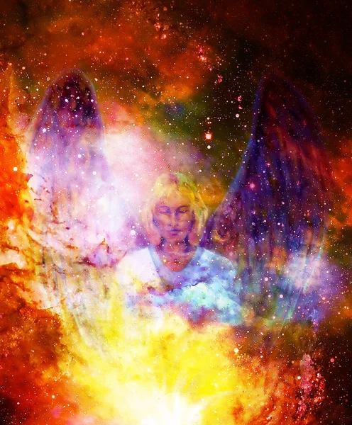 Духовный Ангел Космическом Пространстве Живопись Графический Эффект — стоковое фото