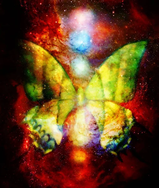 Butterfly Ornament Cosmic Space Painting Graphic Design — Stock Photo, Image