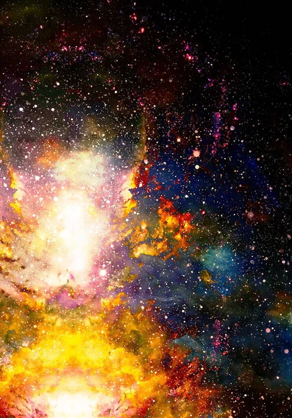 Κοσμικό Χώρο Και Αστέρια Κοσμική Αφηρημένα Φόντο Χρώμα Επίδρασης Πυρκαγιάς — Φωτογραφία Αρχείου