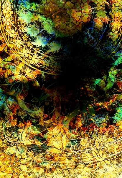 Filigrane Floral Ornament Abstracte Backgrond Computer Collage — Stockfoto