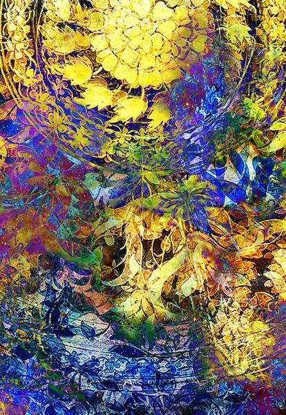 Filigrane Blommig Prydnad Abstrakt Backgrond Dator Collage — Stockfoto