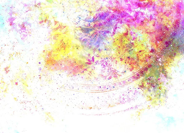 Филиграновый Цветочный Орнамент Мандаловой Формой Космической Спинке Компьютерный Коллаж — стоковое фото