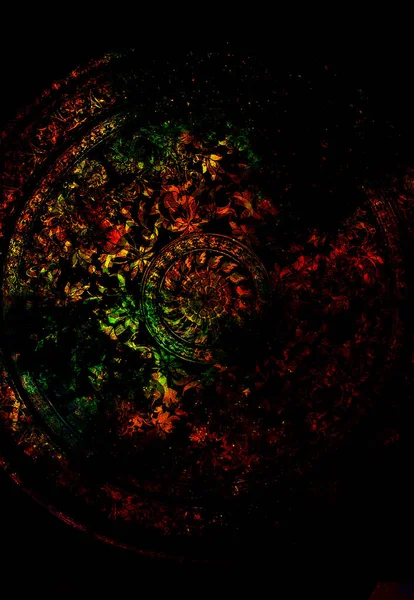 Ornamento Floreale Filigrana Con Forma Mandala Backgrond Cosmico Collage Computer — Foto Stock
