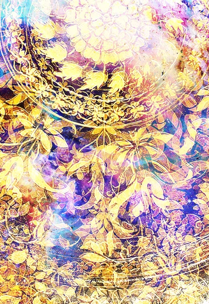 Filigrane Floral Ornament Abstracte Backgrond Computer Collage — Stockfoto