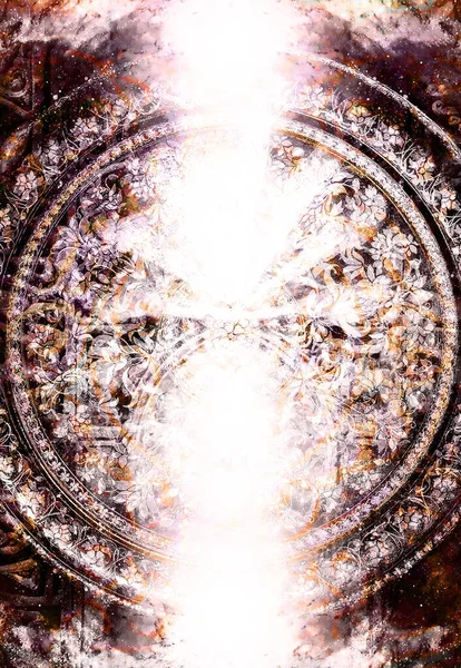 Древняя Цветочная Орнаментальная Структура Филиграновым Рисунком Мандала Абстрактном Фоне — стоковое фото