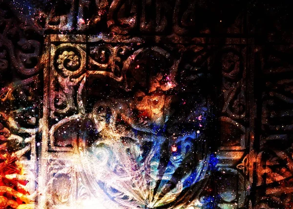 Structura Ornamentală Filigrană Fundal Cosmic Abstract Colaj — Fotografie, imagine de stoc