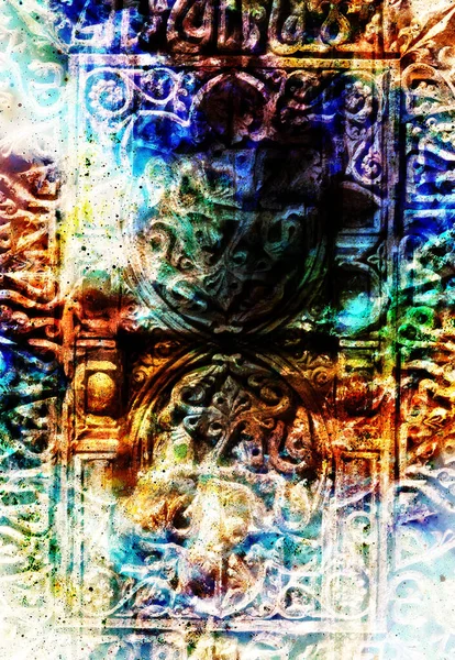 Древняя Декоративная Структура Филиграновым Рисунком Абстрактном Фоне — стоковое фото