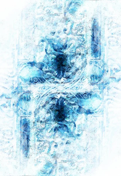 抽象的な背景にフィリガンのパターンを持つ古代の装飾構造 冬の効果 — ストック写真