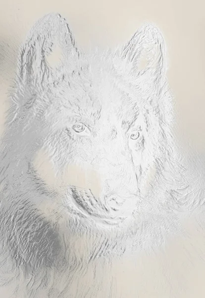 Serigala Luar Angkasa Ajaib Multicolor Komputer Grafis Kolase Efek Logam — Stok Foto