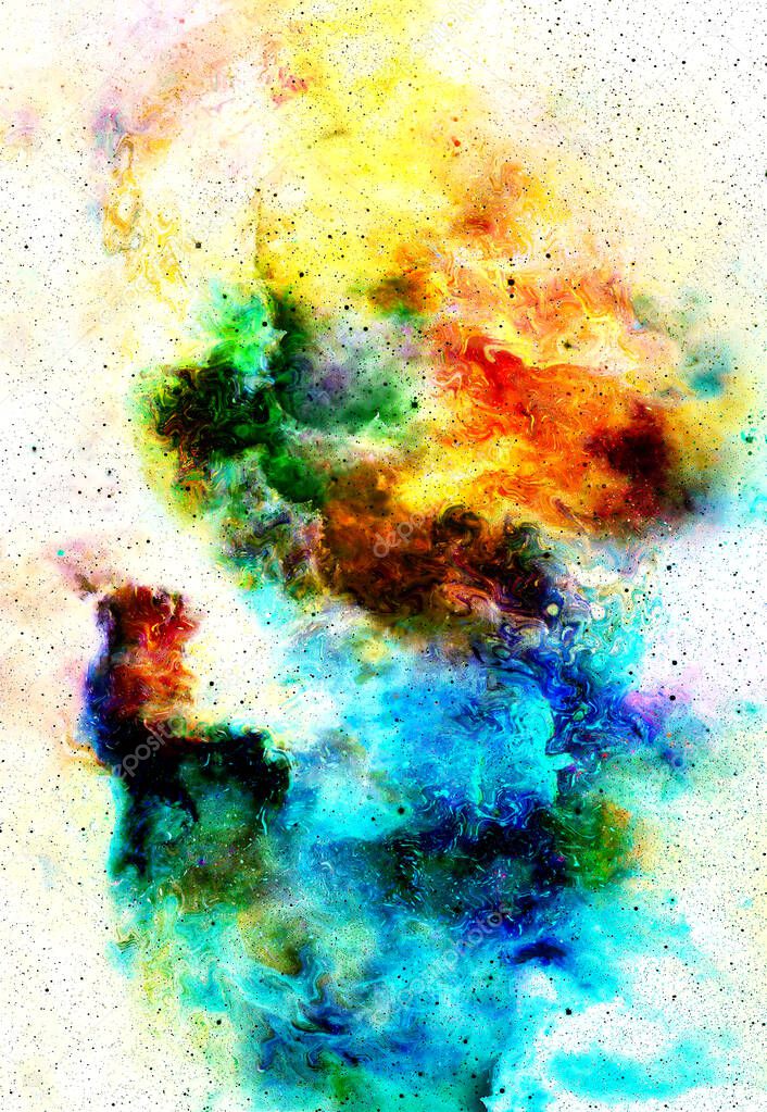 Cosmic space and stars, color cosmic abstract background. Fire effect in space