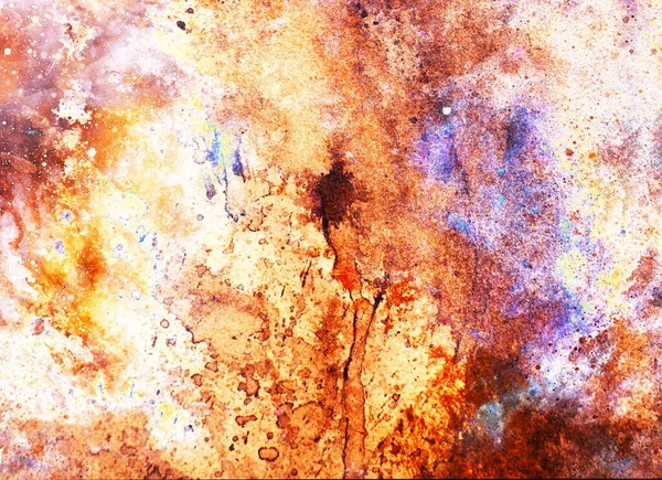 Aquarell Abstrakte Malerei Und Computercollage Farbhintergrund Mit Flecken Feuerwirkung — Stockfoto