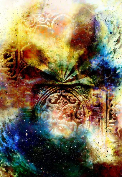 Portal Ingang Poort Met Decoratieve Structuur Kosmische Omgeving — Stockfoto