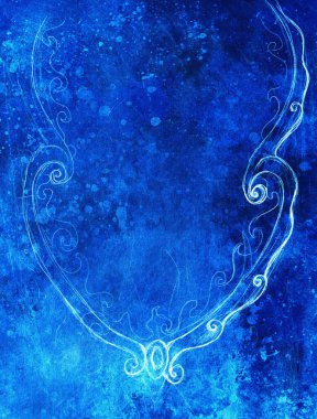 Soyut arkaplanda filigrane desenli süs çerçevesinin doğrusal çizimi