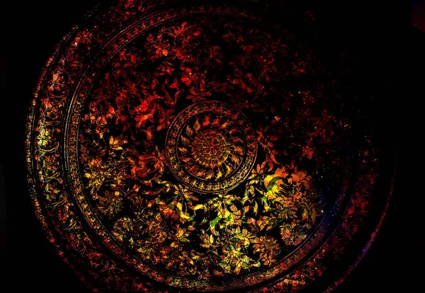 Филиграновый Цветочный Орнамент Мандаловой Формой Черной Заднице Компьютерный Коллаж — стоковое фото