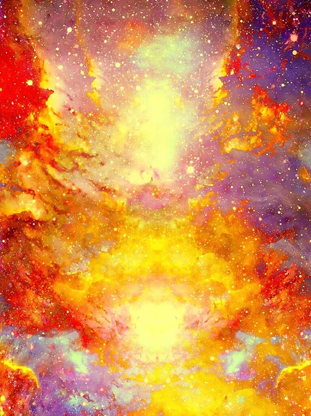 Cosmic space and stars, color cosmic abstract background. Fire effect in space