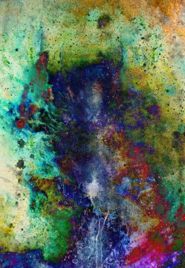 Suluboya, soyut resim ve bilgisayar kolajı. Benekli renk arkaplanı
