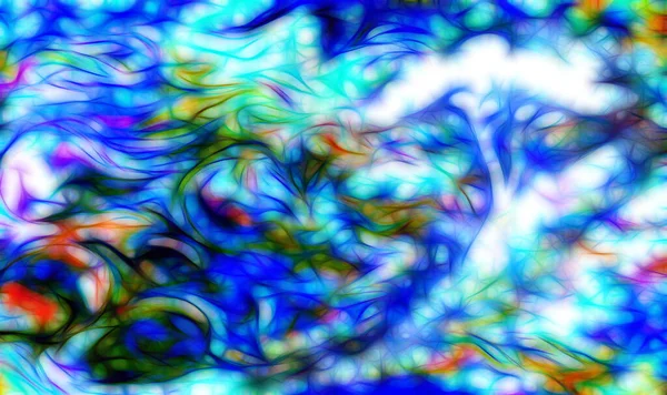 Silueta Abstracta Del Árbol Con Fondo Multicolor Efecto Fractal — Foto de Stock