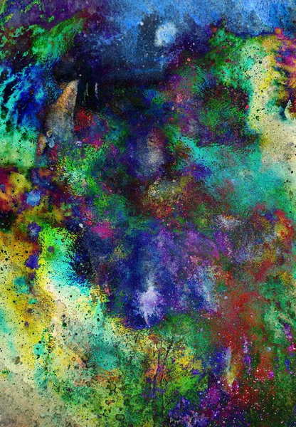 Pintura Abstracta Acuarela Collage Informático Fondo Color Con Manchas —  Fotos de Stock