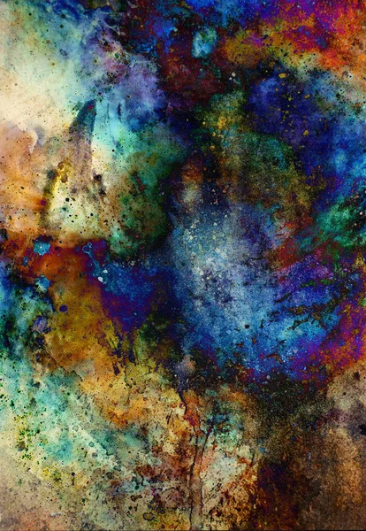 Watercolor Abstract Painting Computer Collage Color Background Spots — Stock Photo, Image