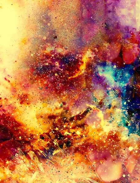 Cosmic space and stars, color cosmic abstract background. Fire effect