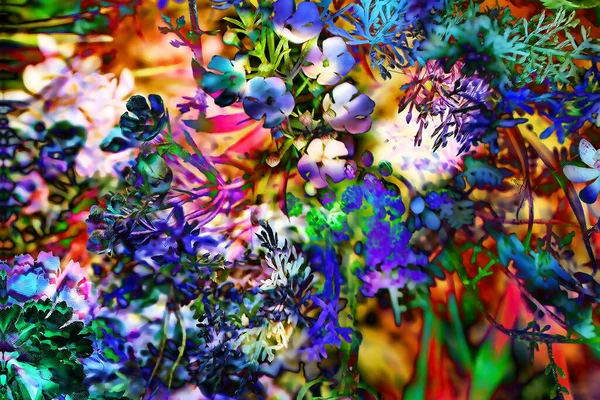 Abstraktní Barevné Provedení Květinovým Vzorem Počítačové Umění — Stock fotografie