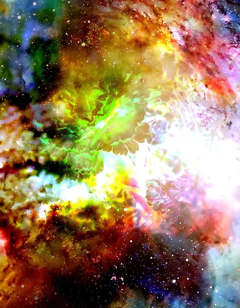 Абстрактный Многоцветный Цветочный Мотив Коллажа Космосе Цветок Гвоздики — стоковое фото