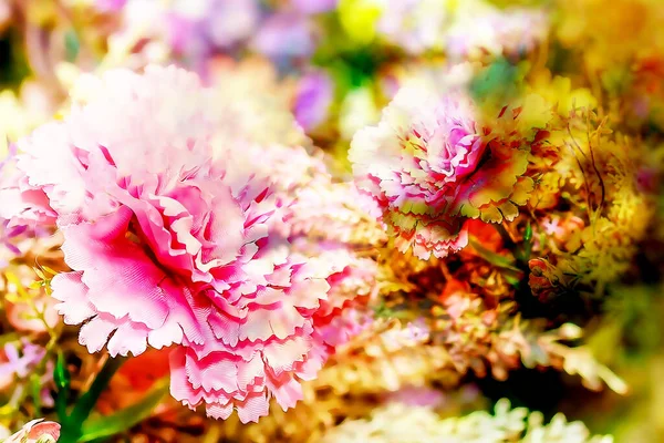 Dekorativer Blumenstrauß Mit Nelkenblume Und Buchdeckel Computergrafik Aus Der Fotografie — Stockfoto