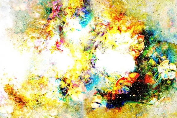 Collage Motivo Flor Multicolor Abstracto Espacio — Foto de Stock
