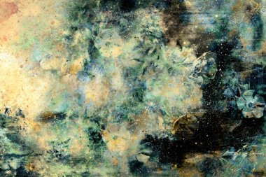 soyut çok renkli çiçek sebebi kolaj uzayda. Eski etkisi