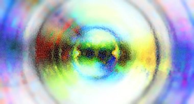 Renkli mozaik efektli müzik hoparlörü, grafik bilgisayar tasarımı