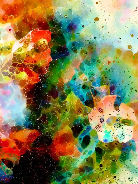Cosmic Utrymme Med Blommor Färg Galax Bakgrund Dator Collage — Stockfoto