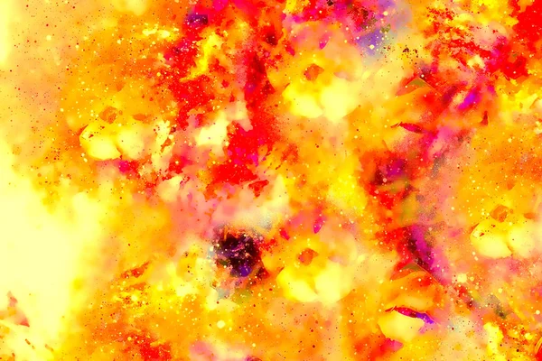 Abstract Multicolor Flower Motive Collage Dynamic Fire Effect Space — Stock Photo, Image