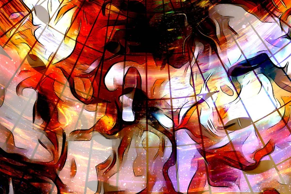 Музыкальная Нота Космос Звездами Огненное Пламя Абстрактный Цвет Фона Концепция — стоковое фото