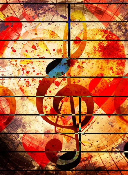 Hermoso Collage Con Corazones Notas Musicales Claves Musicales Simbolizando Amor —  Fotos de Stock