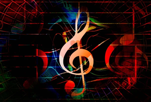 Hermoso Collage Abstracto Colores Con Notas Musicales Clave Del Violín — Foto de Stock