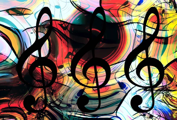 Abstract Set Music Clefs Lines Notes Music Theme Graphic Collage — Stock Photo, Image