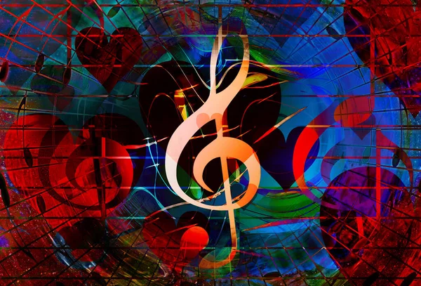 Hermoso Collage Con Corazones Notas Musicales Claves Musicales Simbolizando Amor — Foto de Stock