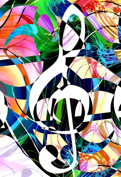 Tema Musical Abstracto Fondo Con Clave Diseño Moderno —  Fotos de Stock