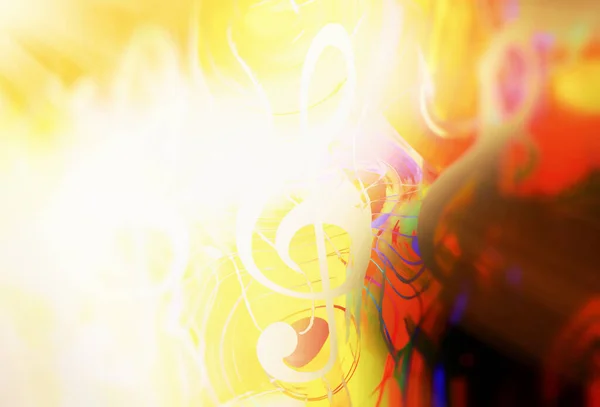 太陽の光と色の背景の中の音楽の音 音楽の概念 スペースのコピー — ストック写真
