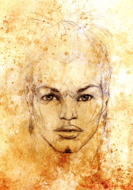 Gizemli adam. Eski kağıda kalem çizimi. Renk efekti