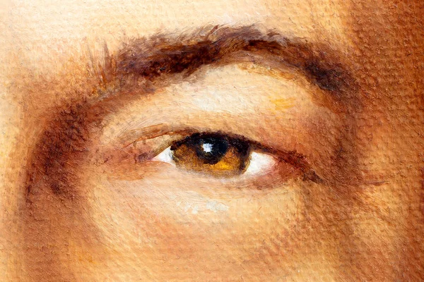 Noisette Brun Oeil Homme Détail Peinture Huile — Photo