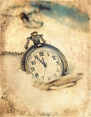 Saat 12 'ye beş var. Durma ve hayatın değerlerini anlama zamanı, eski fotoğraf efekti.