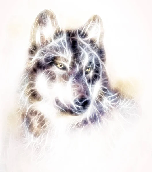 Pintura Ornamental Lobo Animal Sagrado Efecto Fractal — Foto de Stock